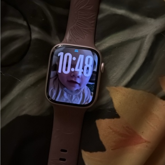 Apple Smartwatch with Pink Band and Silver Case